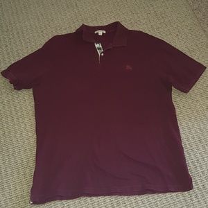 burgundy burberry polo shirt